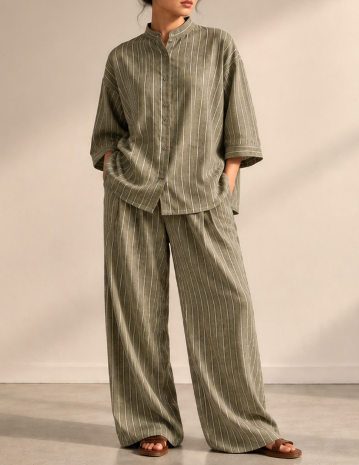 JENNA women's wide leg pants with 
elastic waist and practical angled side 
pockets
