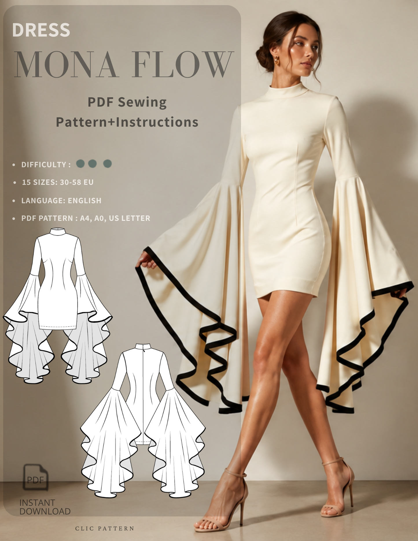 Mona Flow Dress -Digital PDF Sewing Pattern